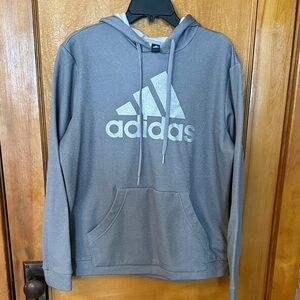 Adidas Women's Gray Hoodie with Silver Sparkly/Shiny Logo